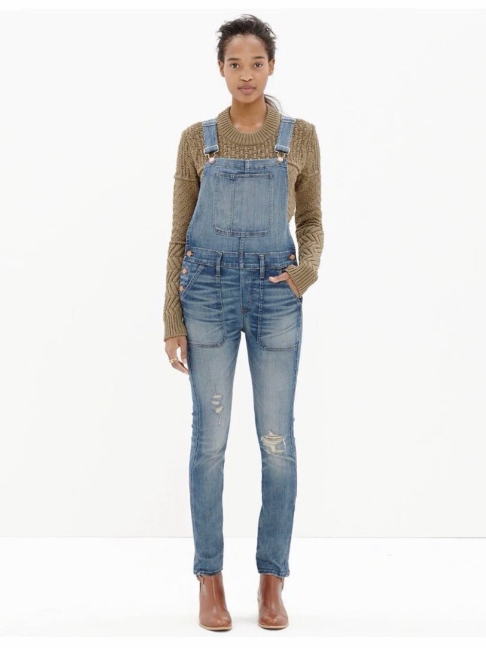 Madewell Women's Mid-Wash Denim Overalls - Blue